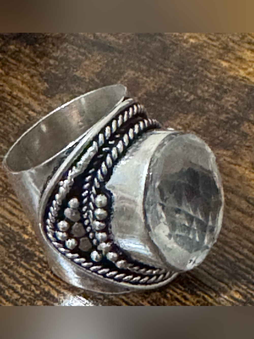 925 sterling silver Boho Statement Ring with Clear Quartz Gemstone size 8 - Picture 5 of 7